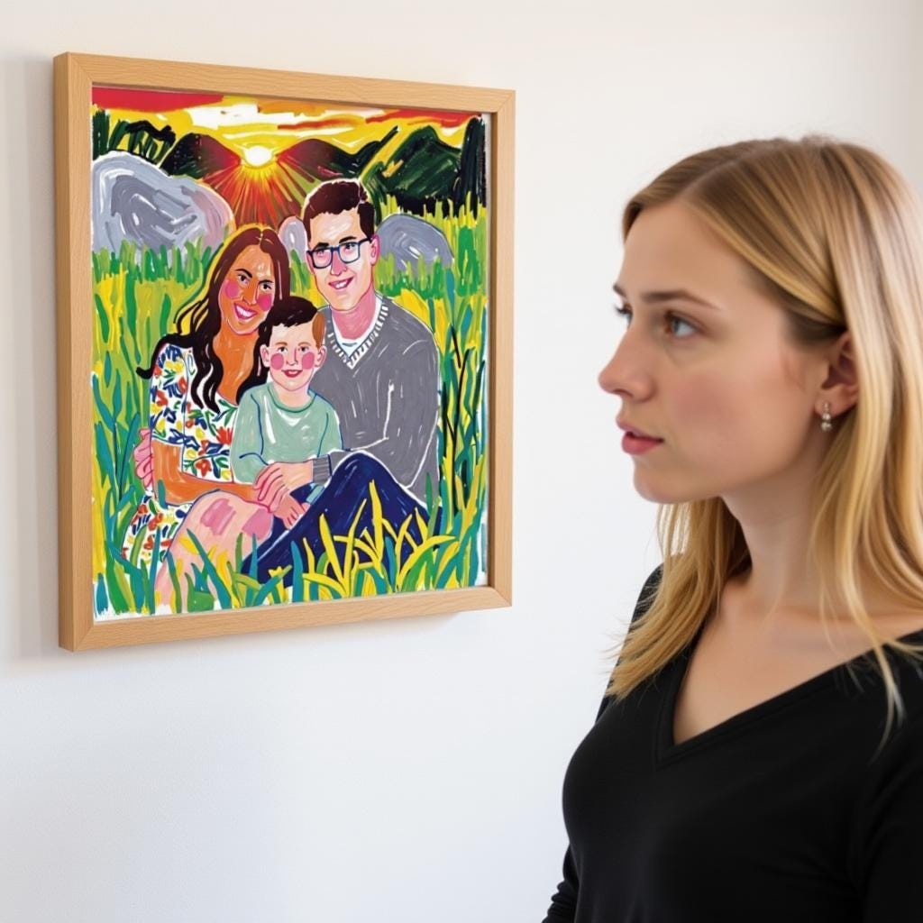 Pet and Family Portrait Canvas – Custom Colorful Wall Art from Picture, Family Keepsake