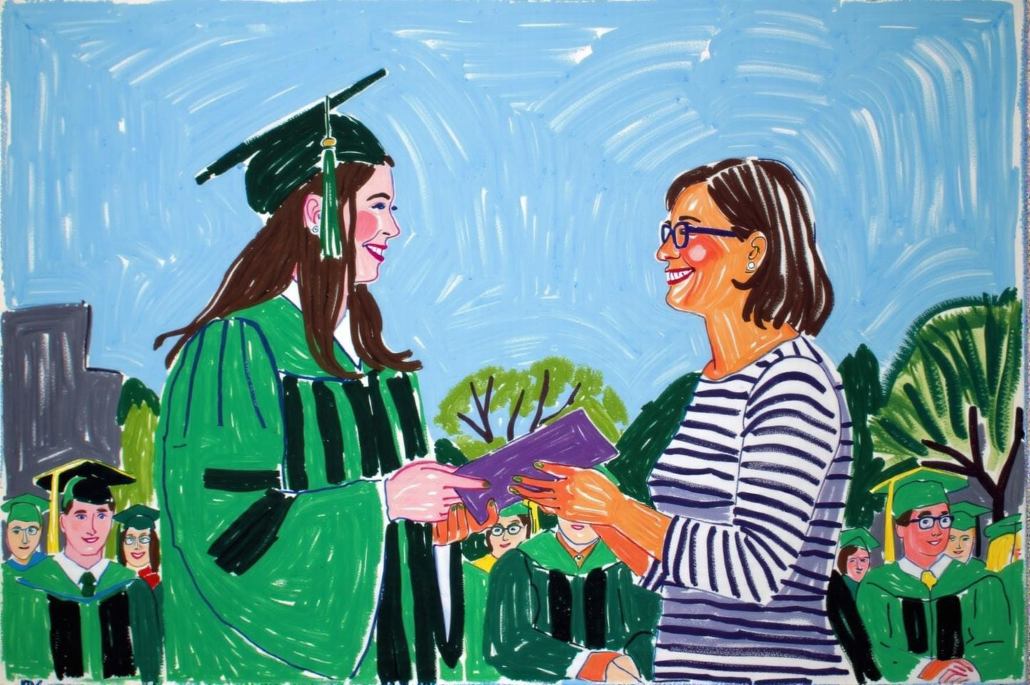 Custom Graduation Portrait - Digital Illustration from Picture Download