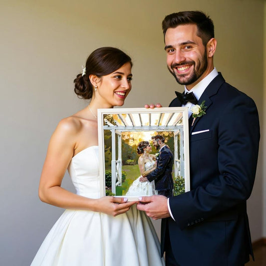 Wedding Couple Oil Portrait – Hand-Painted Custom Canvas Art