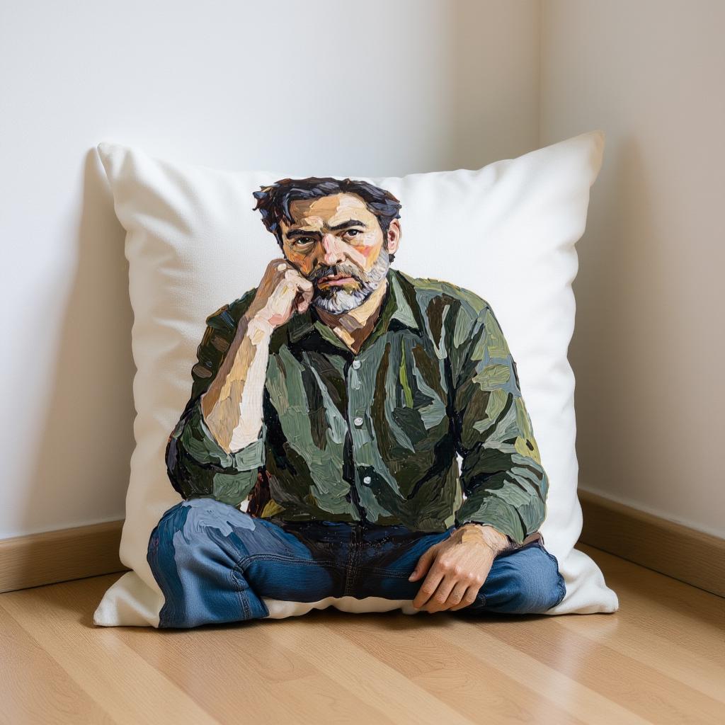 Custom Oil Art Cushion - Face to Painting Pillow with Free Digital File