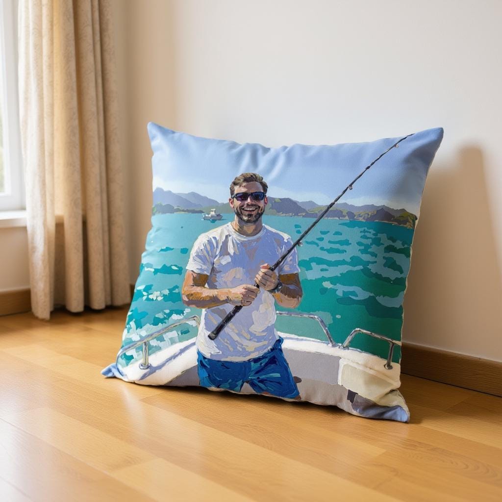 Custom Oil Portrait Pillow - Hand Painted Style Throw Pillow from Photo