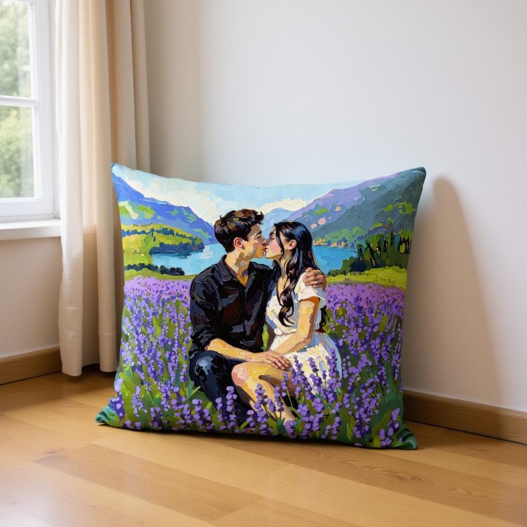 Personalized Wedding Throw Pillow - Custom Oil Portrait for Newlyweds - Unique Wedding Memory Gift