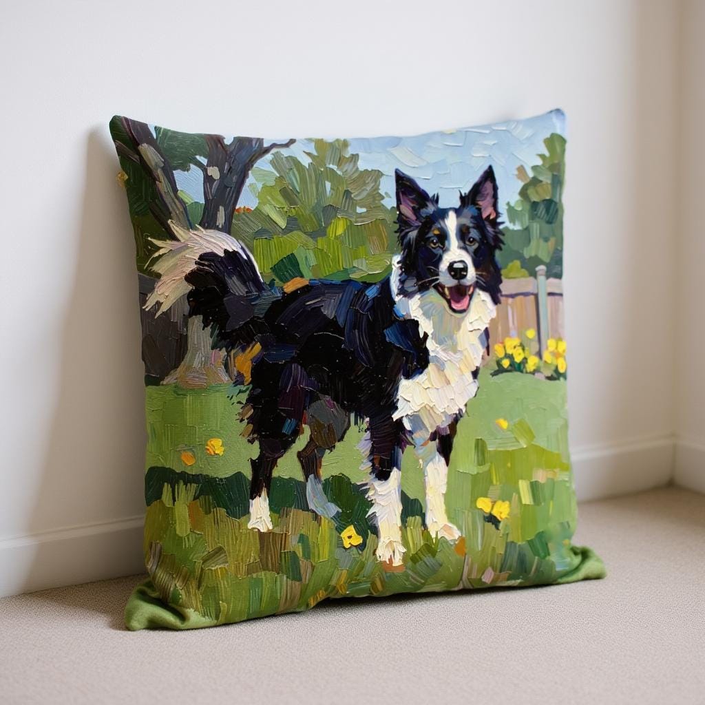 Custom Pet Pillow from Photo - Illustrated Pet Portrait Throw Pillow - Dog Cat Gift Idea
