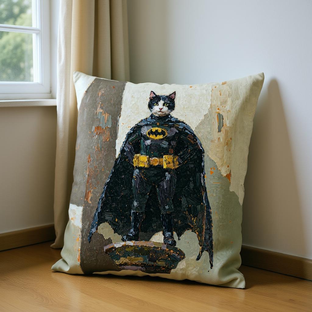 Fantasy Pet Portrait Pillow - Custom Thick Oil Style Knight or Hero Cat Dog