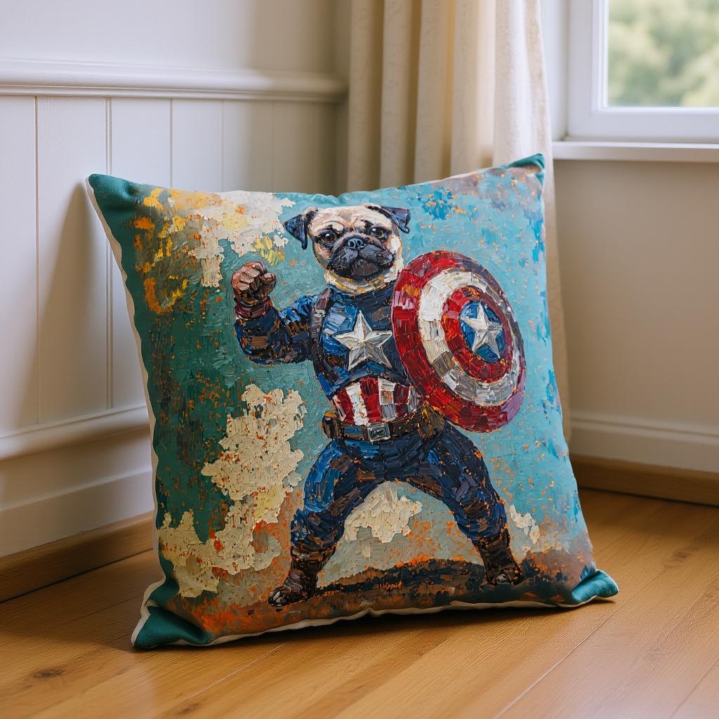 Custom Pet Portrait Pillow - Medieval Knight Dog Cat in Thick Oil Painting Style