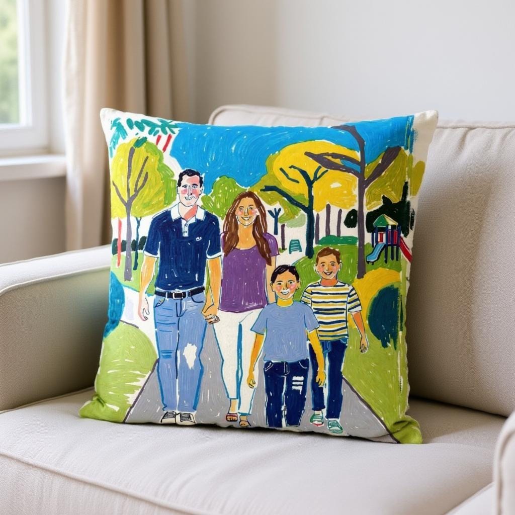 Custom Printed Portrait Pillow β Faux Down Filled