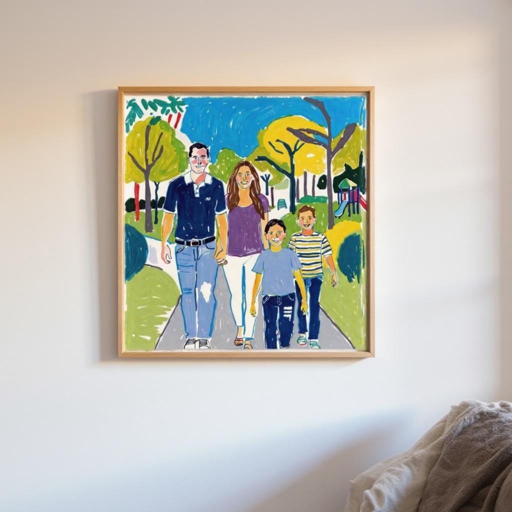 Personalized Family Portrait Wall Art – Giclee Canvas Print from Your Photo, Custom Family Drawing