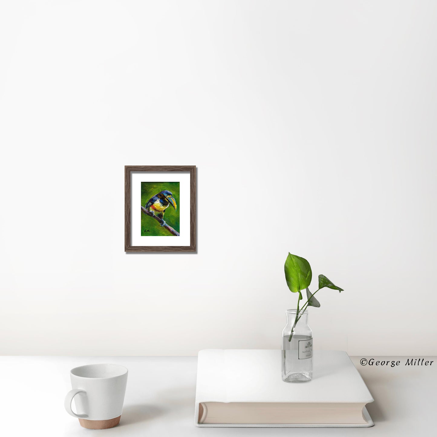 Impasto Painting, "Toucan's Perch," Textured Bird Art on Canvas