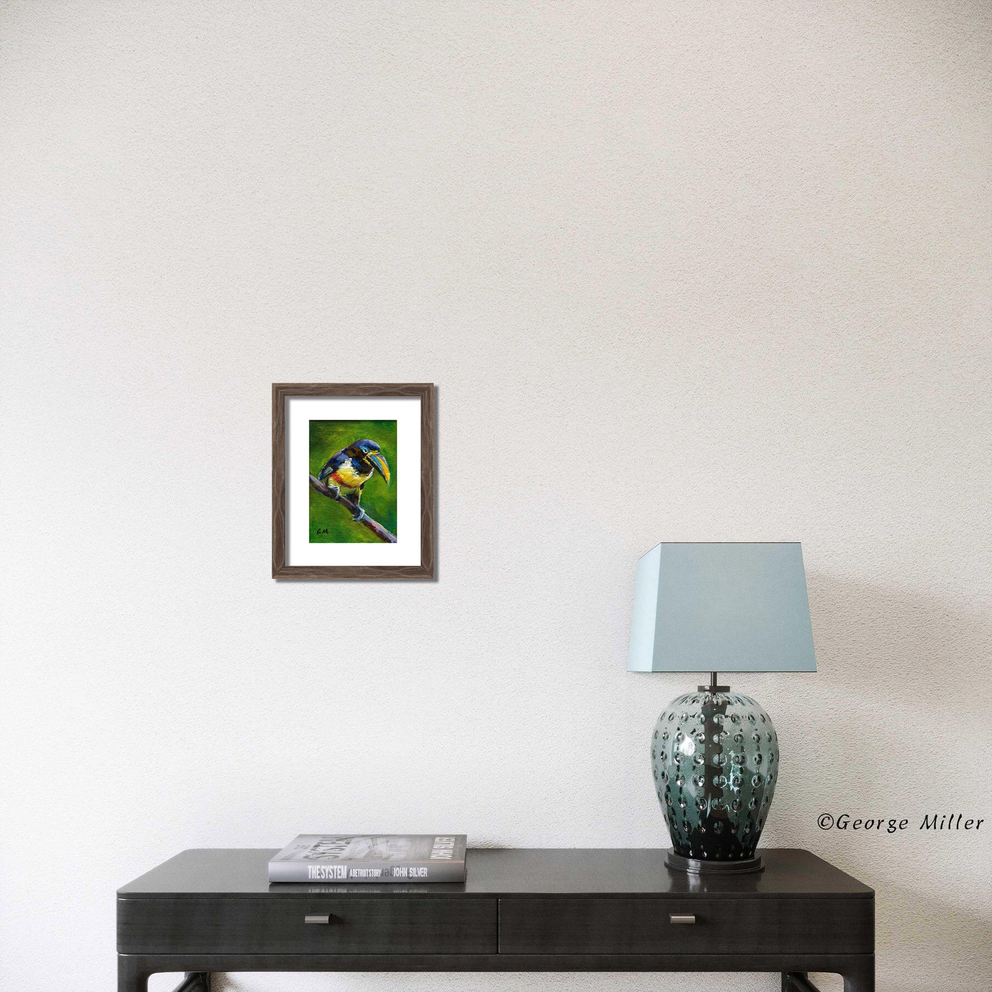 Impasto Painting, "Toucan's Perch," Textured Bird Art on Canvas