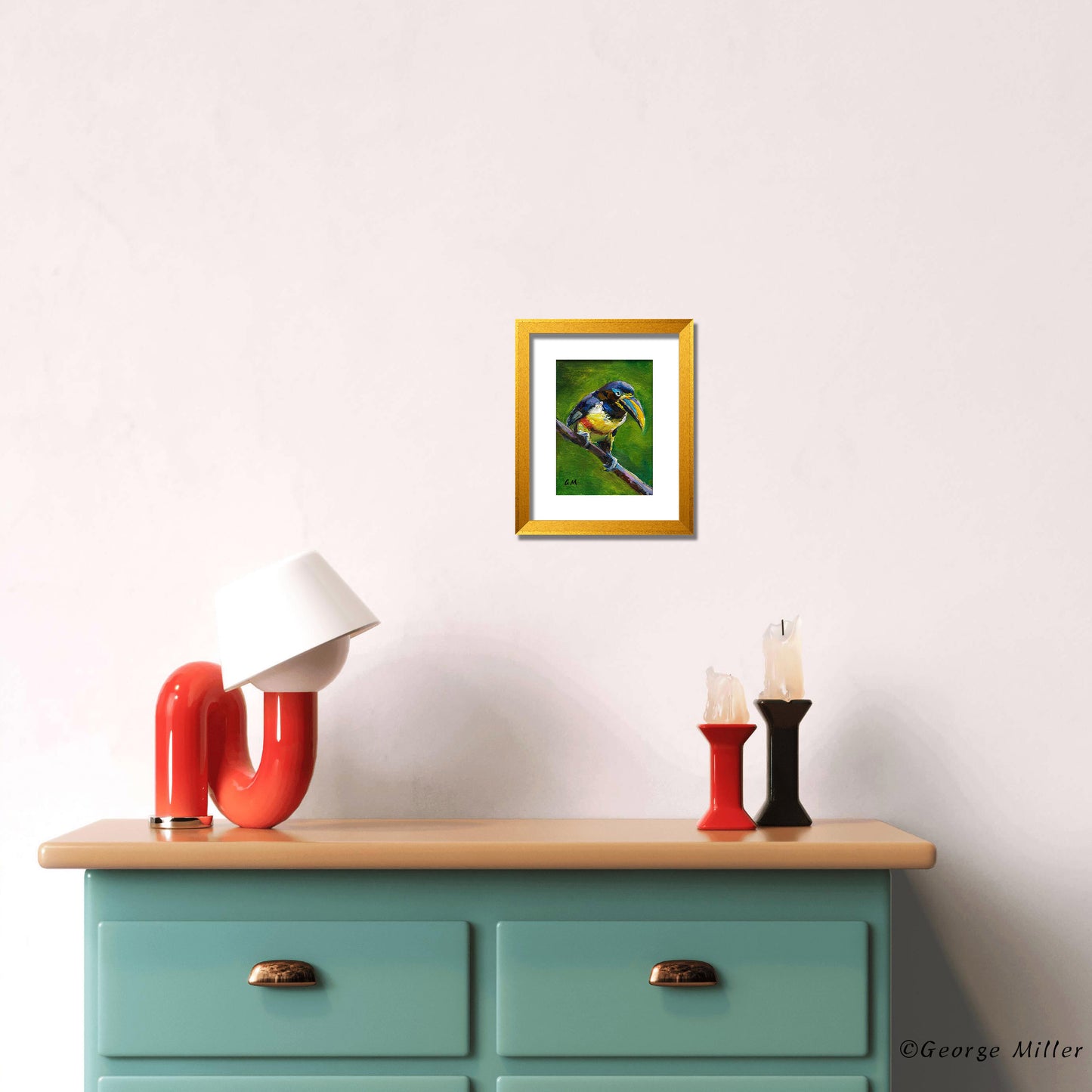 Impasto Painting, "Toucan's Perch," Textured Bird Art on Canvas