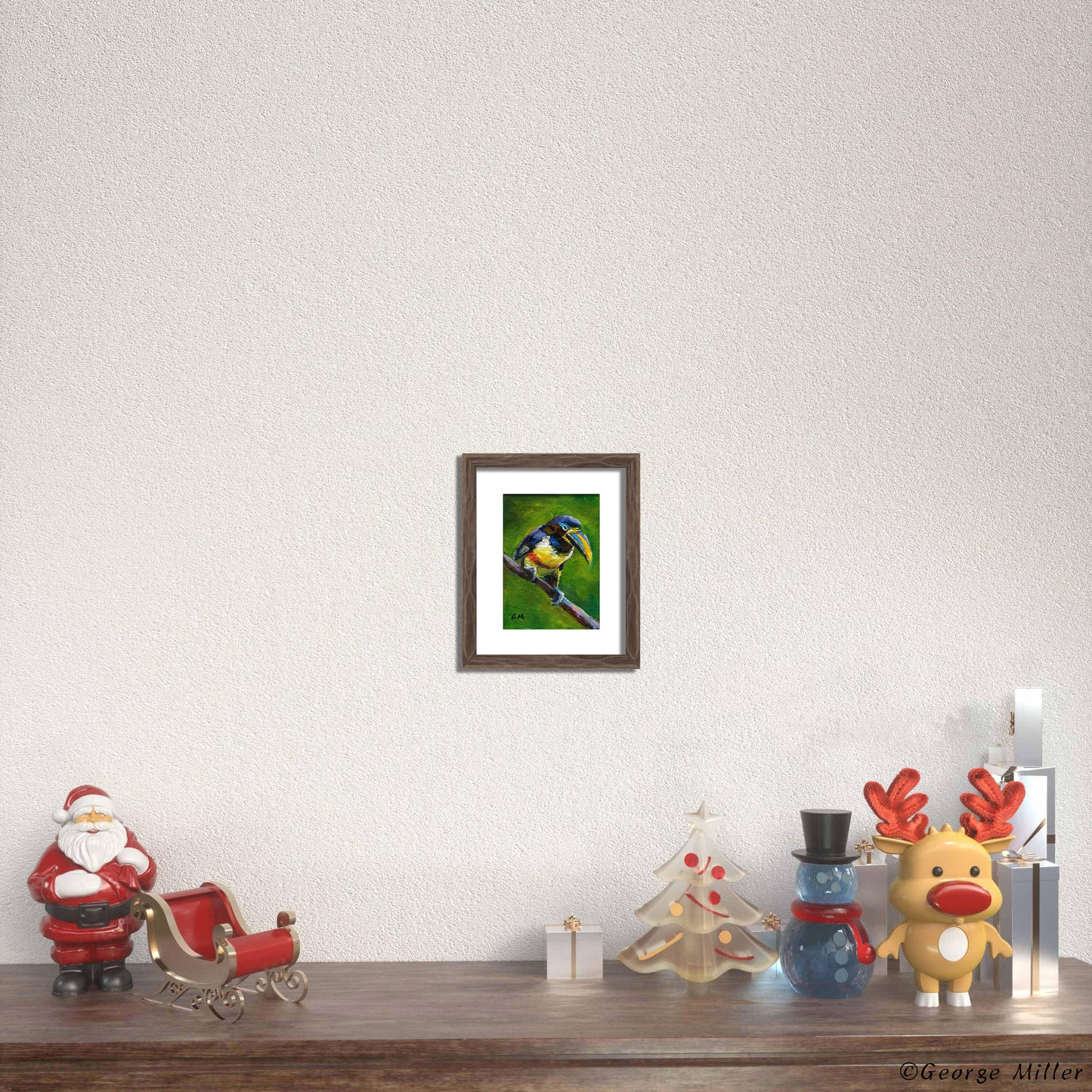 Impasto Painting, "Toucan's Perch," Textured Bird Art on Canvas