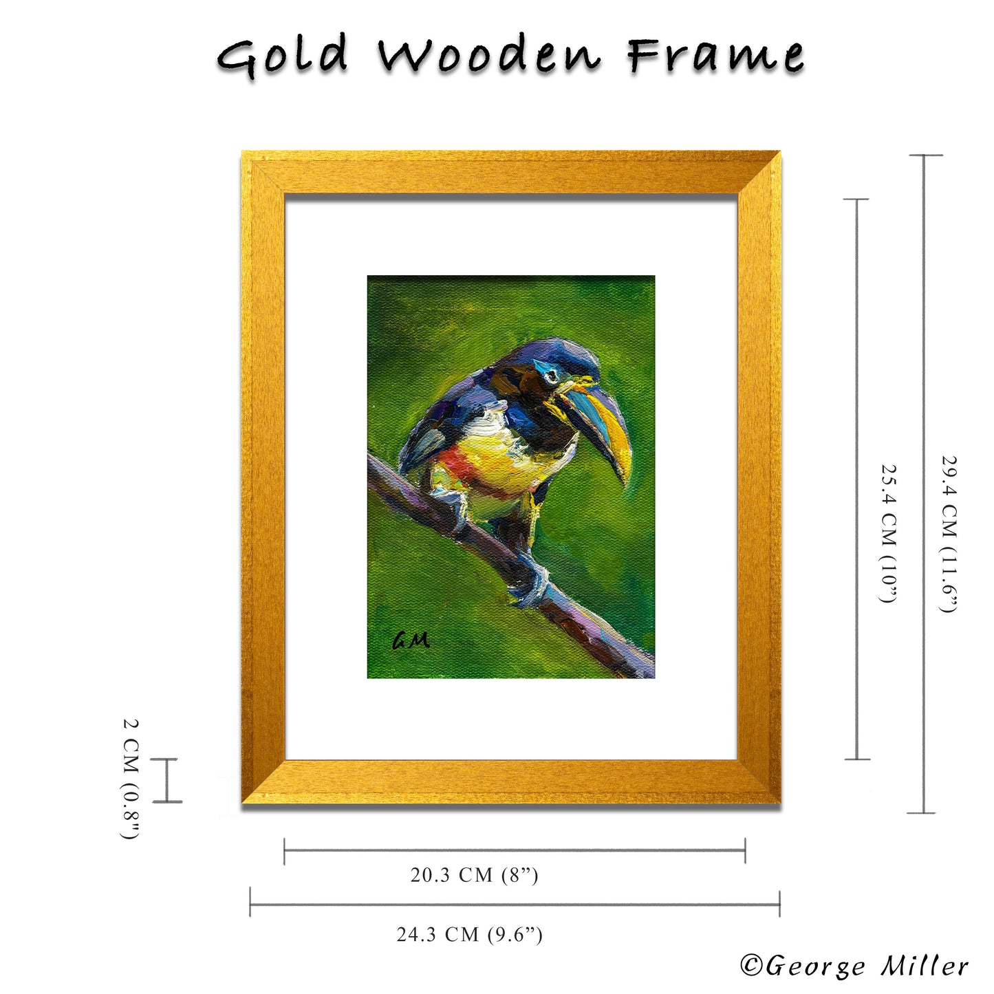 Impasto Painting, "Toucan's Perch," Textured Bird Art on Canvas