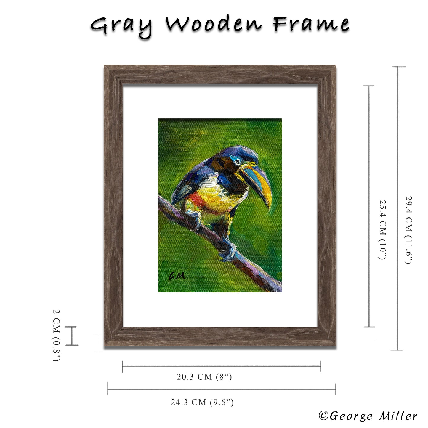 Impasto Painting, "Toucan's Perch," Textured Bird Art on Canvas