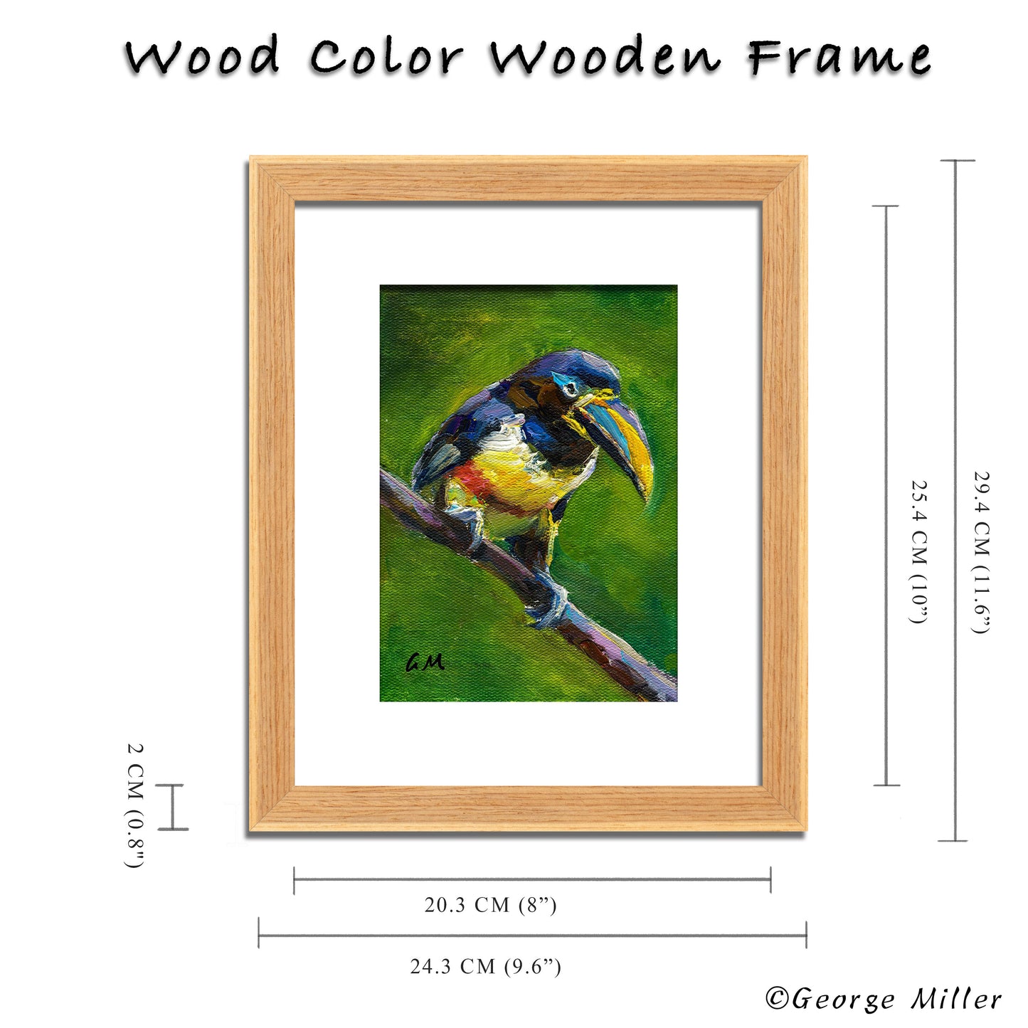 Impasto Painting, "Toucan's Perch," Textured Bird Art on Canvas