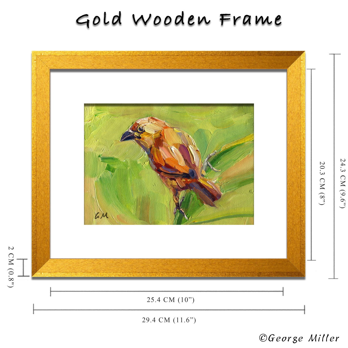 Modern Art Bird Painting Palette Knife Technique Vibrant Spring Nature Scene