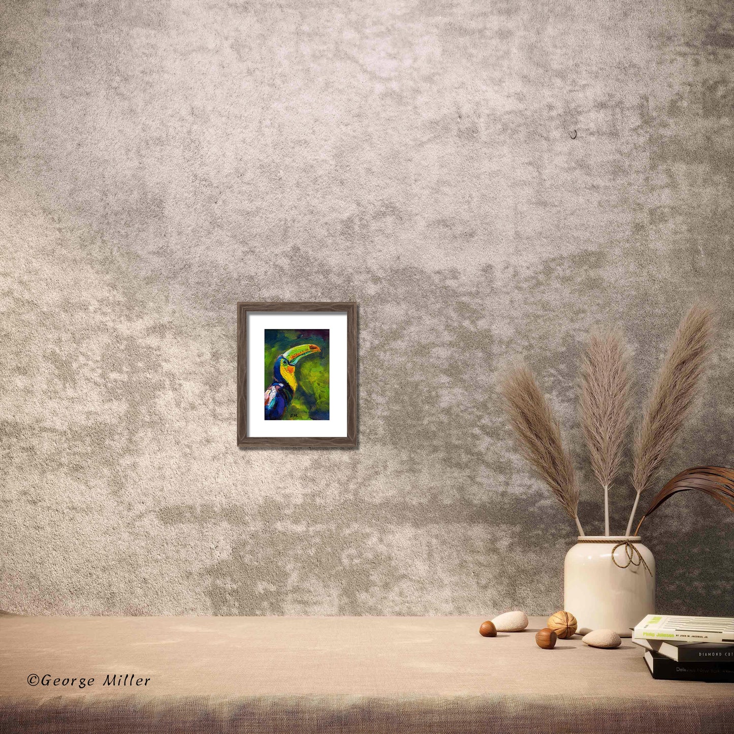 Colorful Toucan Art, "Toucan Gaze," Original Oil Painting on Canvas