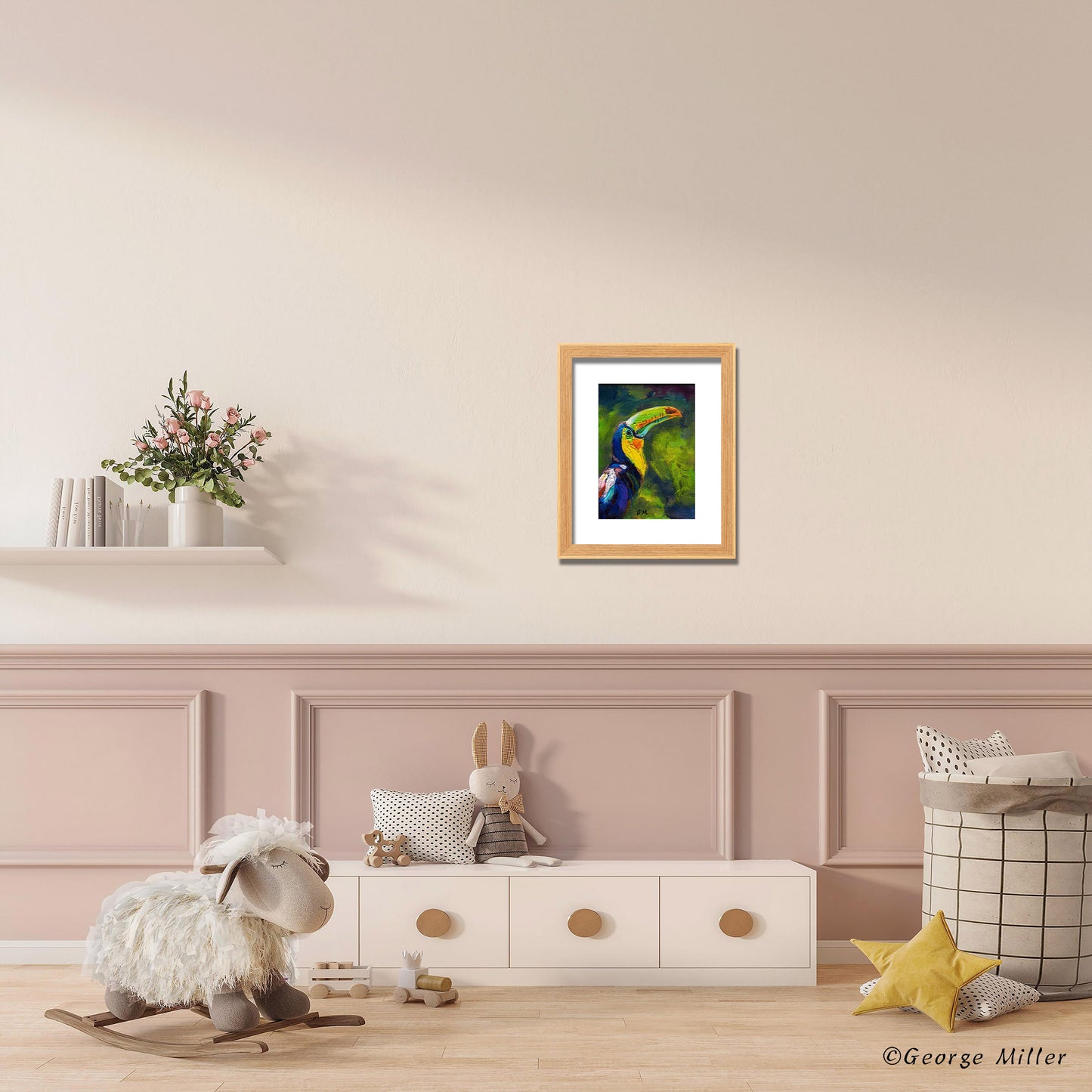 Colorful Toucan Art, "Toucan Gaze," Original Oil Painting on Canvas