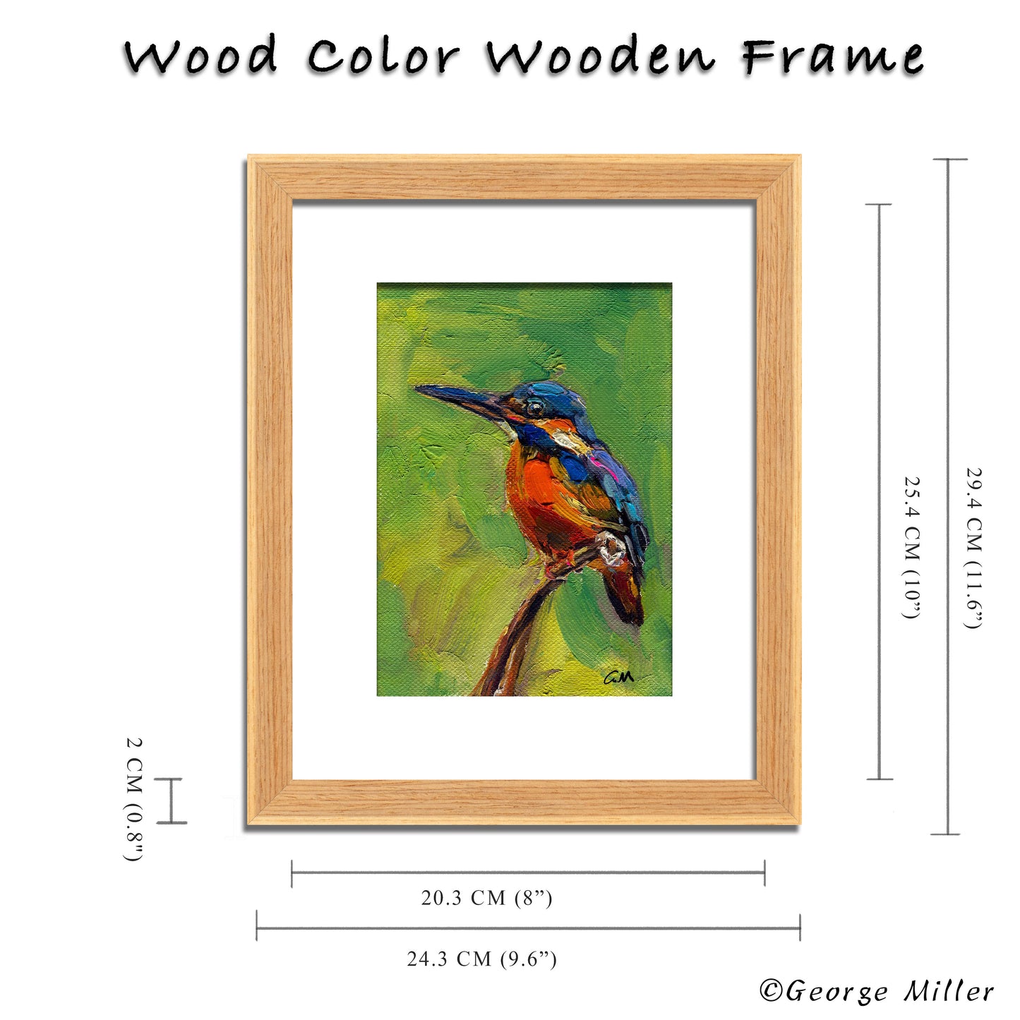 Vibrant Kingfisher Painting, Original Art by George Miller, Palette Knife Oil Painting, Textured Impasto, Bird Wall Art