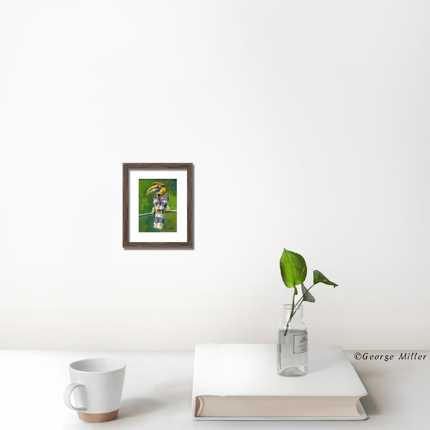 Modern Art European Wildlife Oil Painting Textured Woodpecker Portrait Contemporary Forest Scene