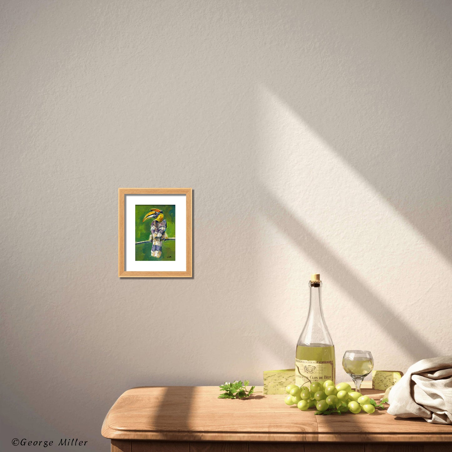 Modern Art European Wildlife Oil Painting Textured Woodpecker Portrait Contemporary Forest Scene