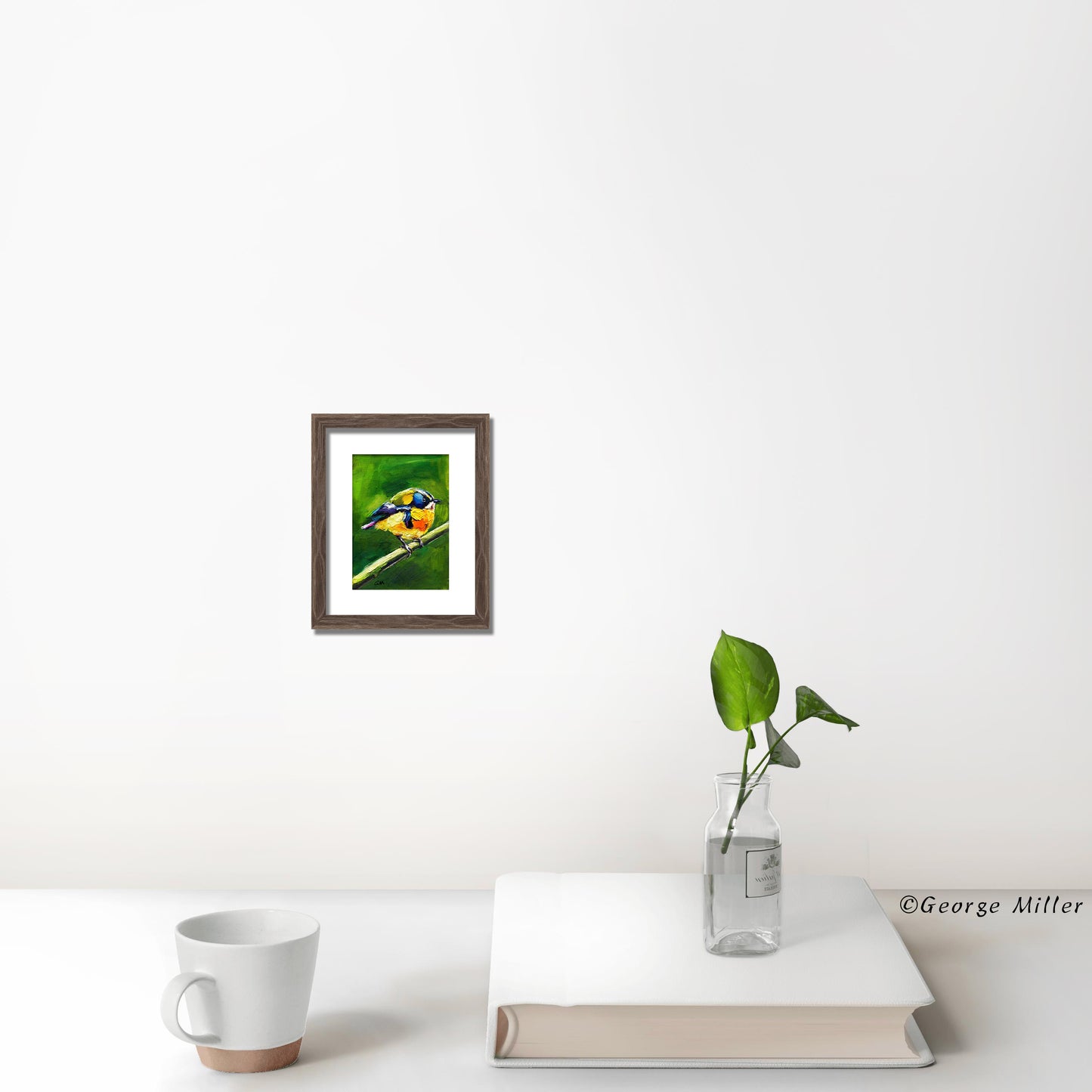 Textured Bird Art, Small Impasto Painting, Original Oil Painting, Colorful Bird Art