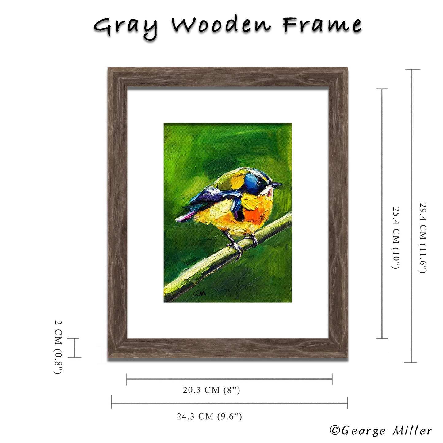 Colorful Bird Painting, Original Oil on Canvas, Impasto Bird Art by George Miller