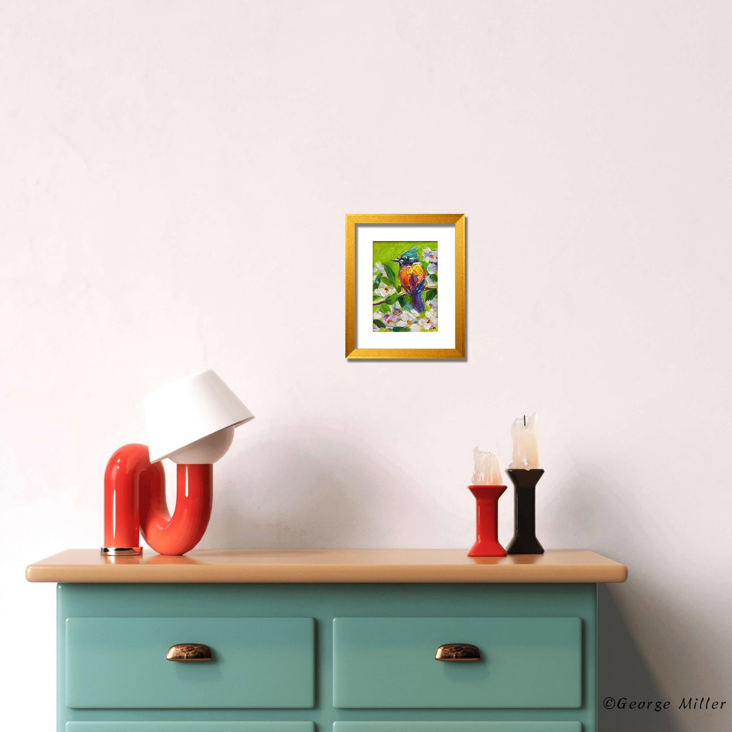 Impressionistic Bird Painting, Original Oil on Canvas, Textured Bird and Flower Art, Colorful Wall Decor, Nature Lovers Gift
