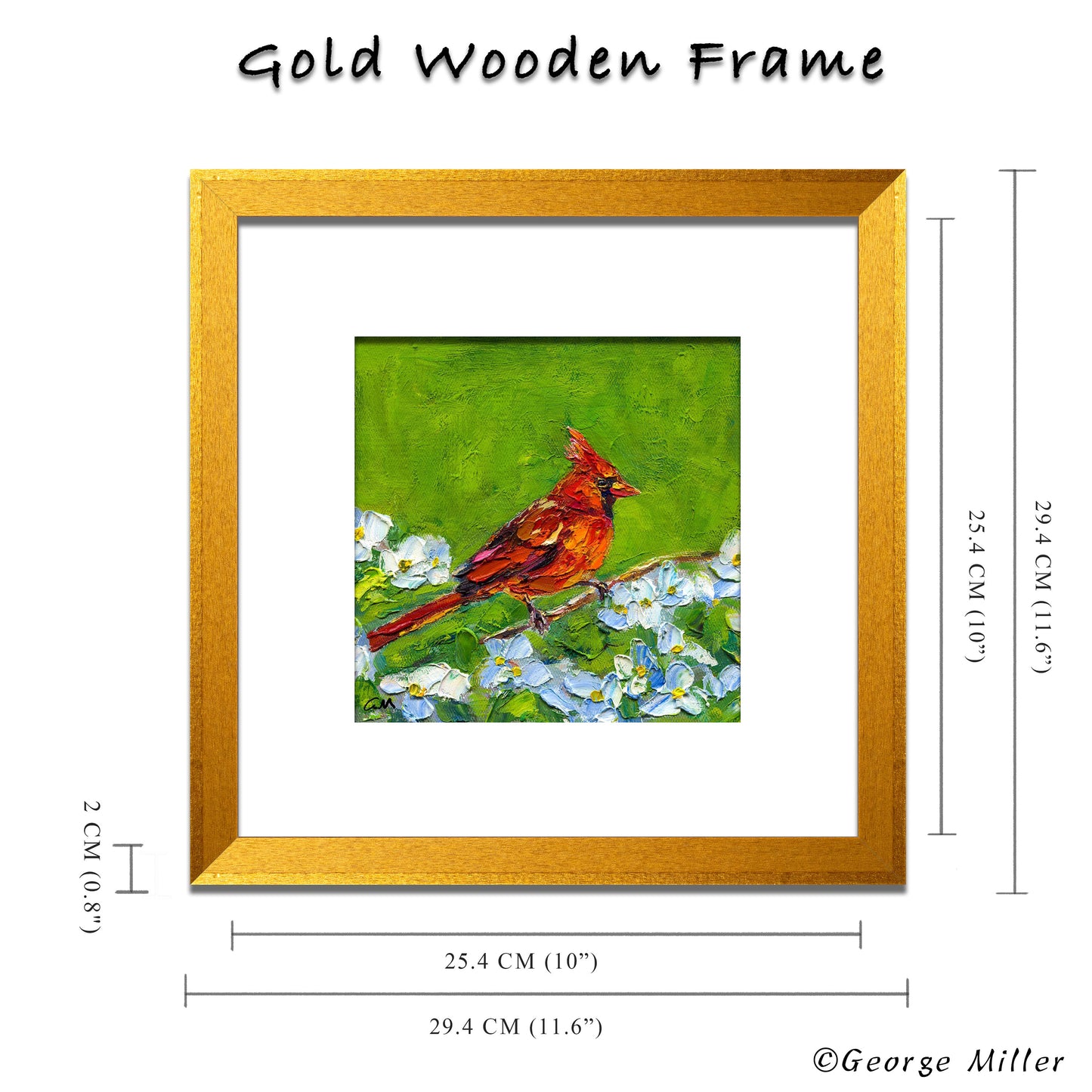 Original Cardinal Painting, Textured Bird Art, Oil Painting on Canvas, Small Bird Wall Art, Nature Lover Gift by George Miller