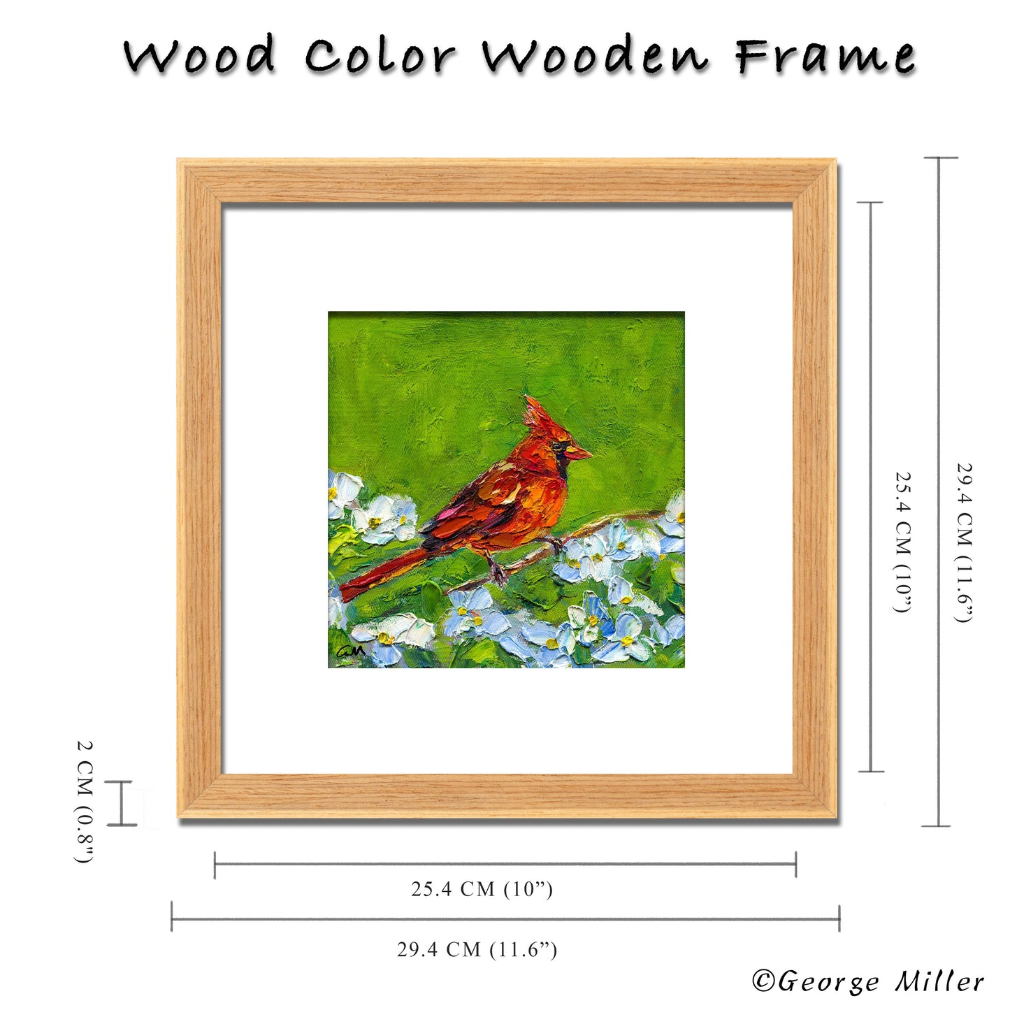 Original Cardinal Painting, Textured Bird Art, Oil Painting on Canvas, Small Bird Wall Art, Nature Lover Gift by George Miller