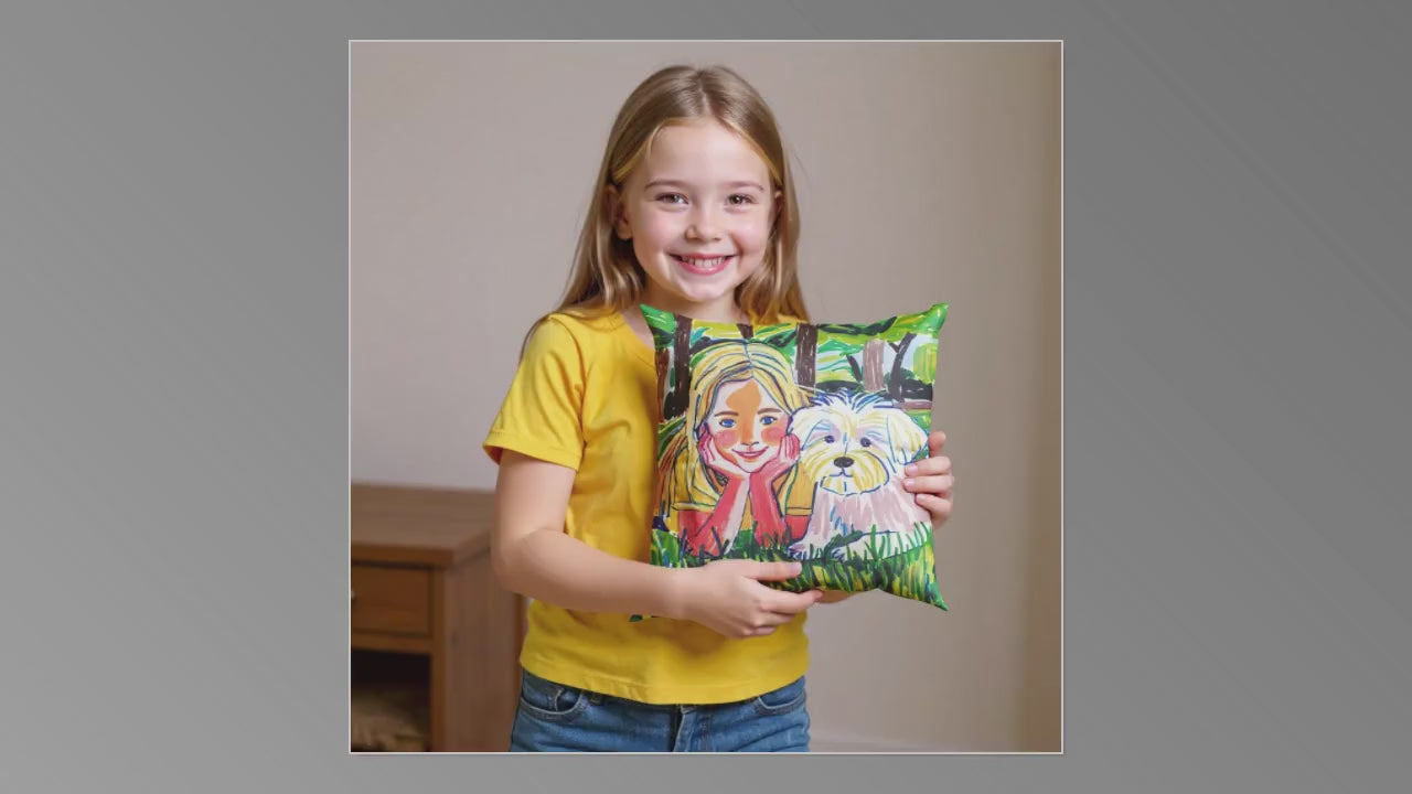 Custom Pet Portrait Pillow | Personalized Dog Cat Illustration Gift | Unique Family Keepsake | 2 Subjects