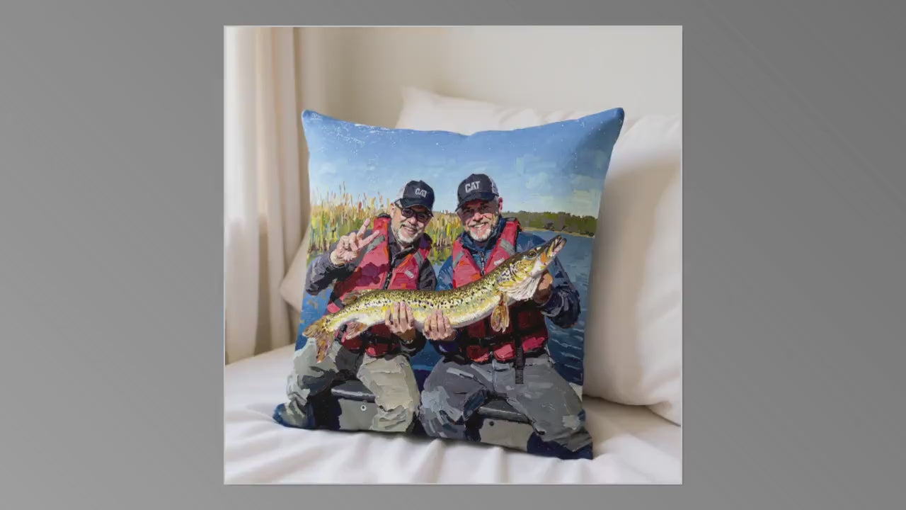 Custom Family Portrait Pillow from Photo - Oil Painted Style - Up to 3 People or Pets - Cozy Throw Cushion Gift