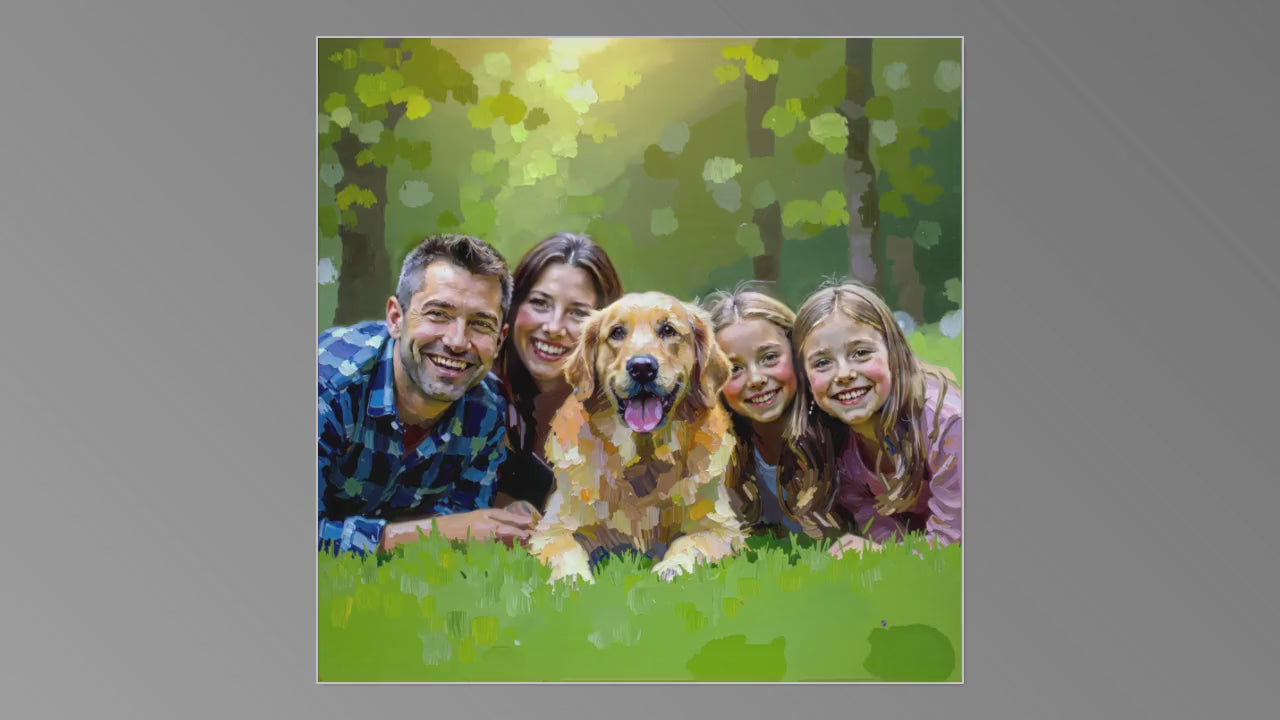 Custom Oil Thick Paint Family Portrait Canvas Print, Giclee Art - Personalized Family Portrait Canvas