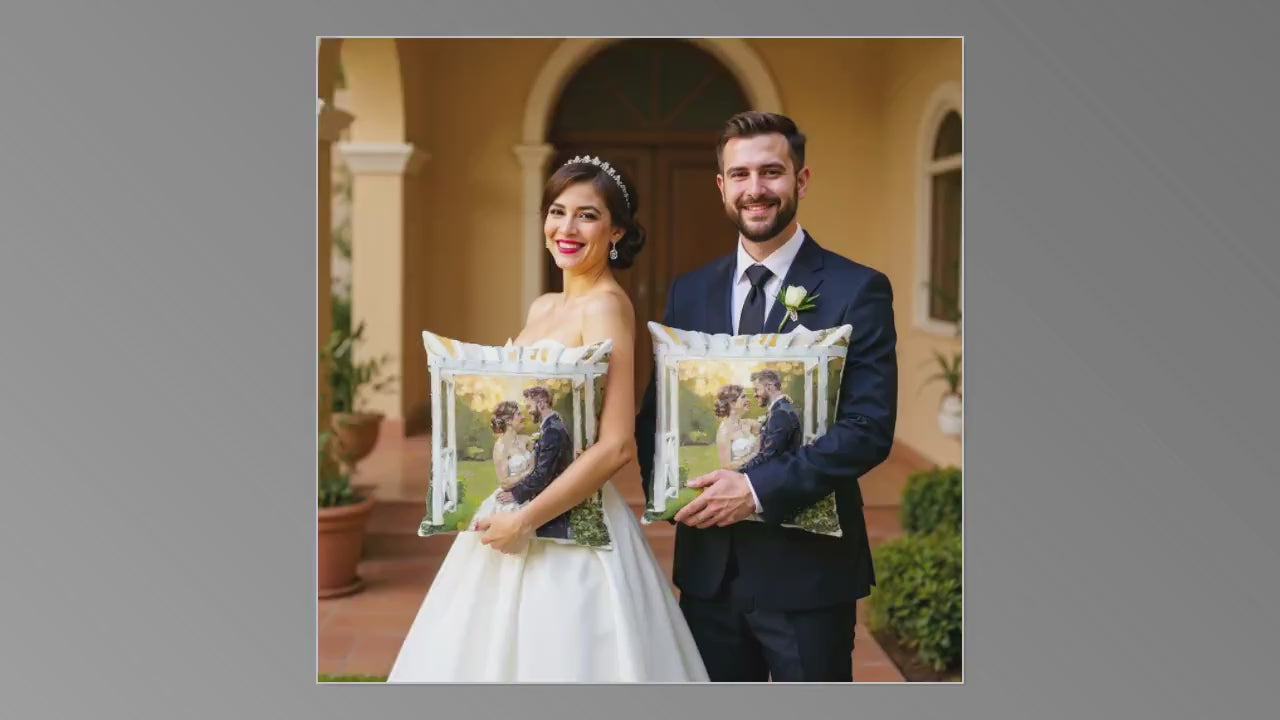 Custom Wedding Portrait Pillow - Oil Painted Style from Photo - Couple Gift - Double-Sided Throw Pillow