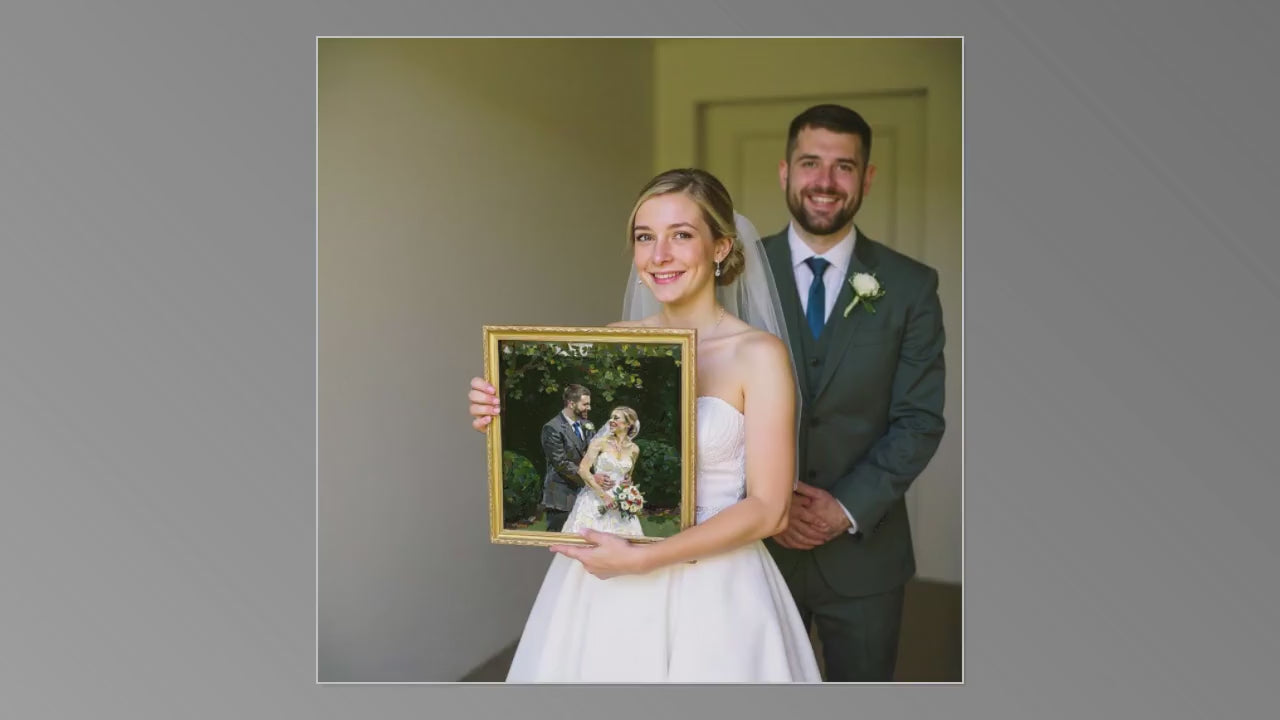 Custom Wedding Portrait Canvas Print | Oil Painting Style - Personalized Wedding Couple Canvas Art | Giclee Printing