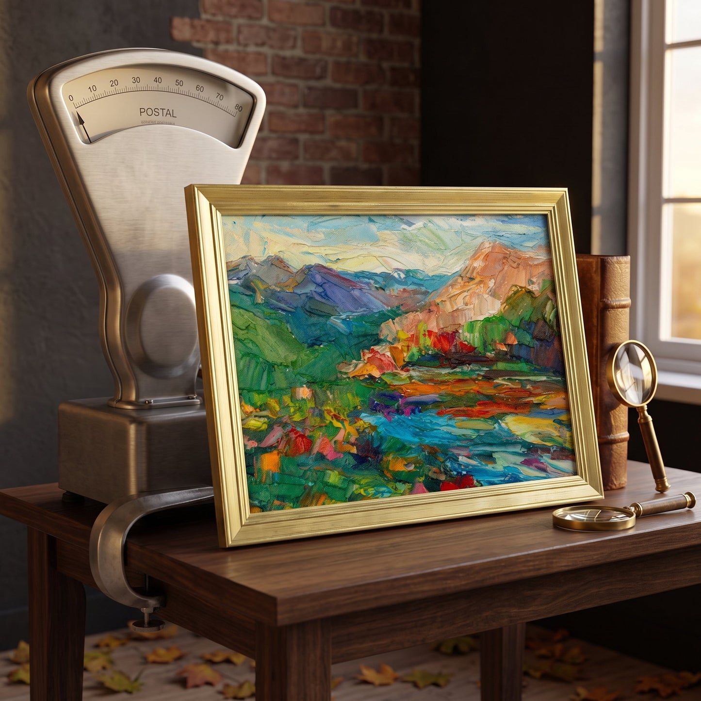Rustic Farmhouse Study — Original Impressionist landscape elevates vintage decor with vibrant colors and textured brushwork