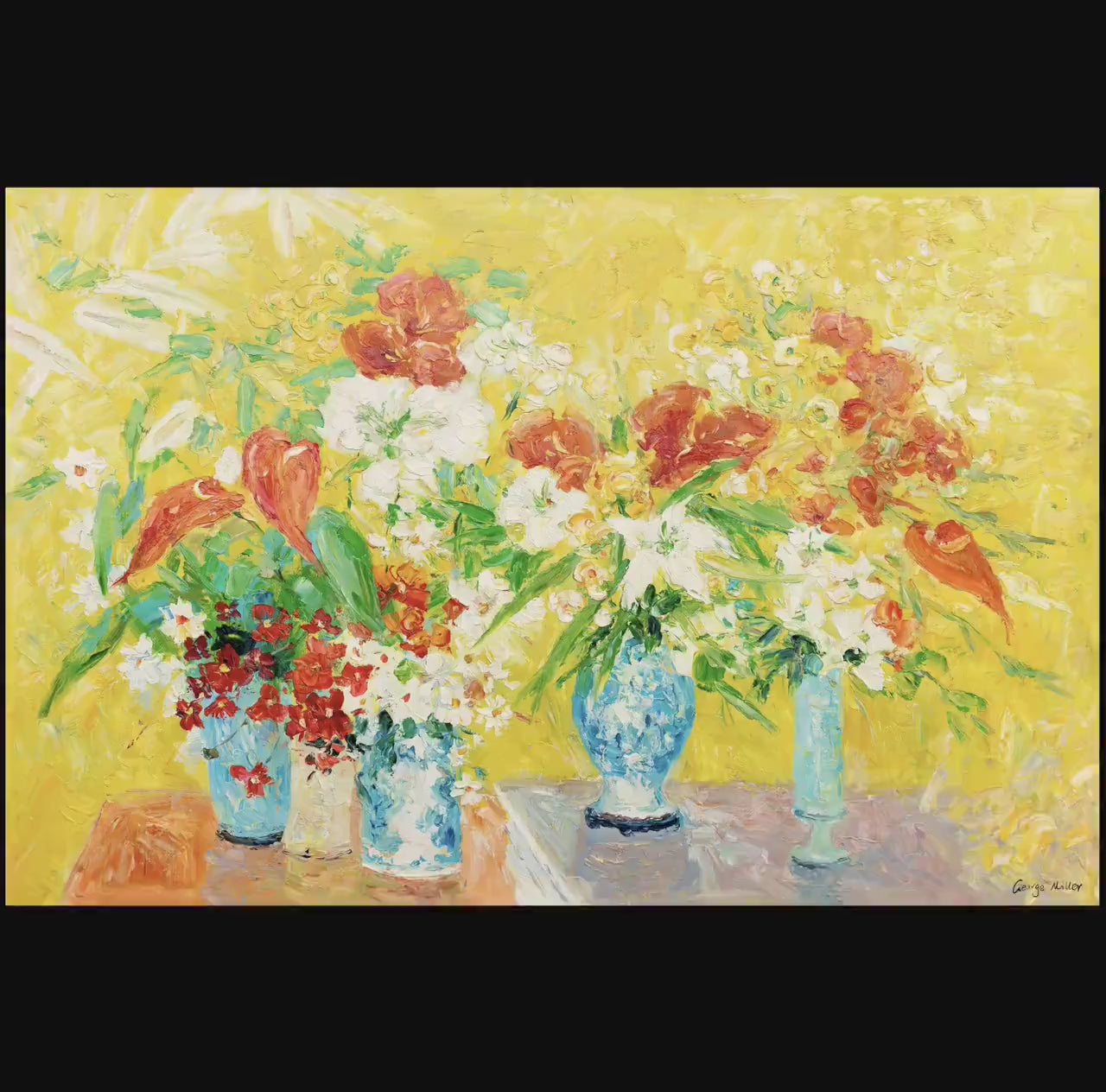 Canvas Wall Art, Oil Painting, Flower Wall Decor, Large Painting, Impasto Paintings On Canvas, Yellow Painting, Original, Framed Wall Art