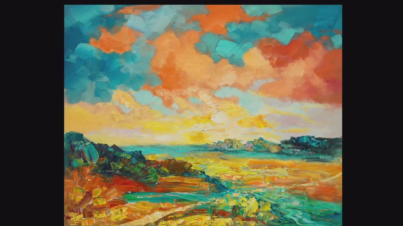 Autumn Landscape Oil Painting, Kitchen Wall Art, Canvas Painting, Canvas Wall Decor, Original Landscape Painting, Palette Knife Painting