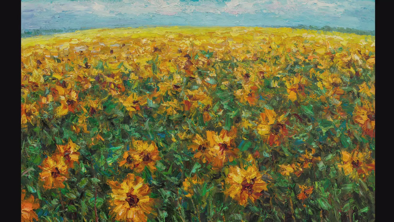 Landscape Painting Tuscany Sunflower Fields, Abstract Landscape Painting, Canvas Art, Wall Art, Contemporary Painting, Canvas Art