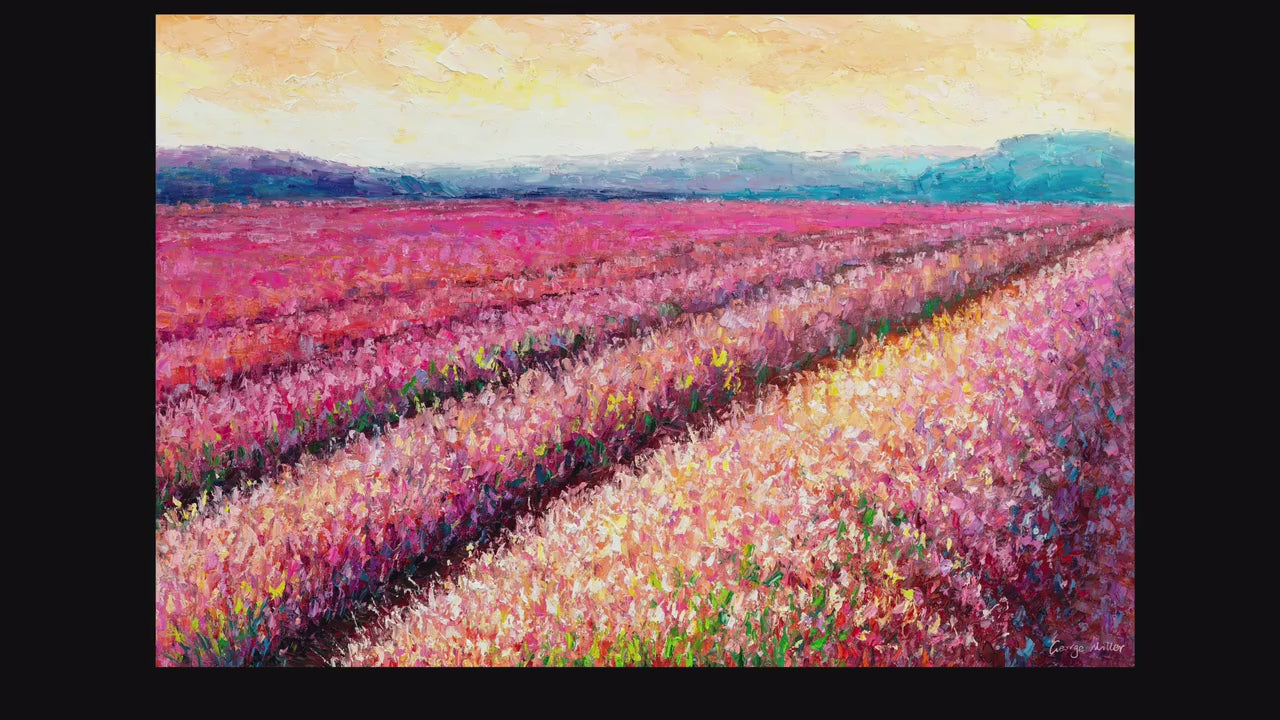 Oil Painting, Italian Tuscany Lavender Field Dawn, Landscape Painting, Palette Knife Art, Oil Painting Abstract, Rustic Living Room Wall Art