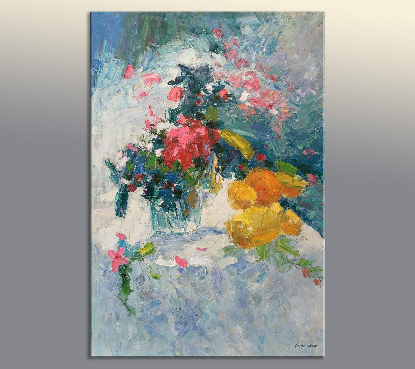 Palette Knife Flower Painting - Abstract Art - Large Canvas Wall Decor - Original Oil Painting - Ready to Ship - Textured