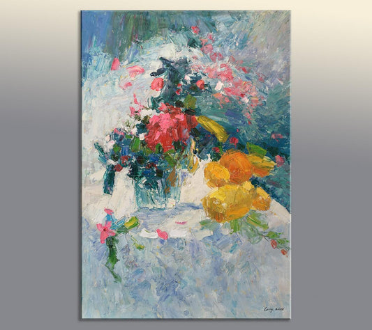 Palette Knife Flower Painting - Abstract Art - Large Canvas Wall Decor - Original Oil Painting - Ready to Ship - Textured