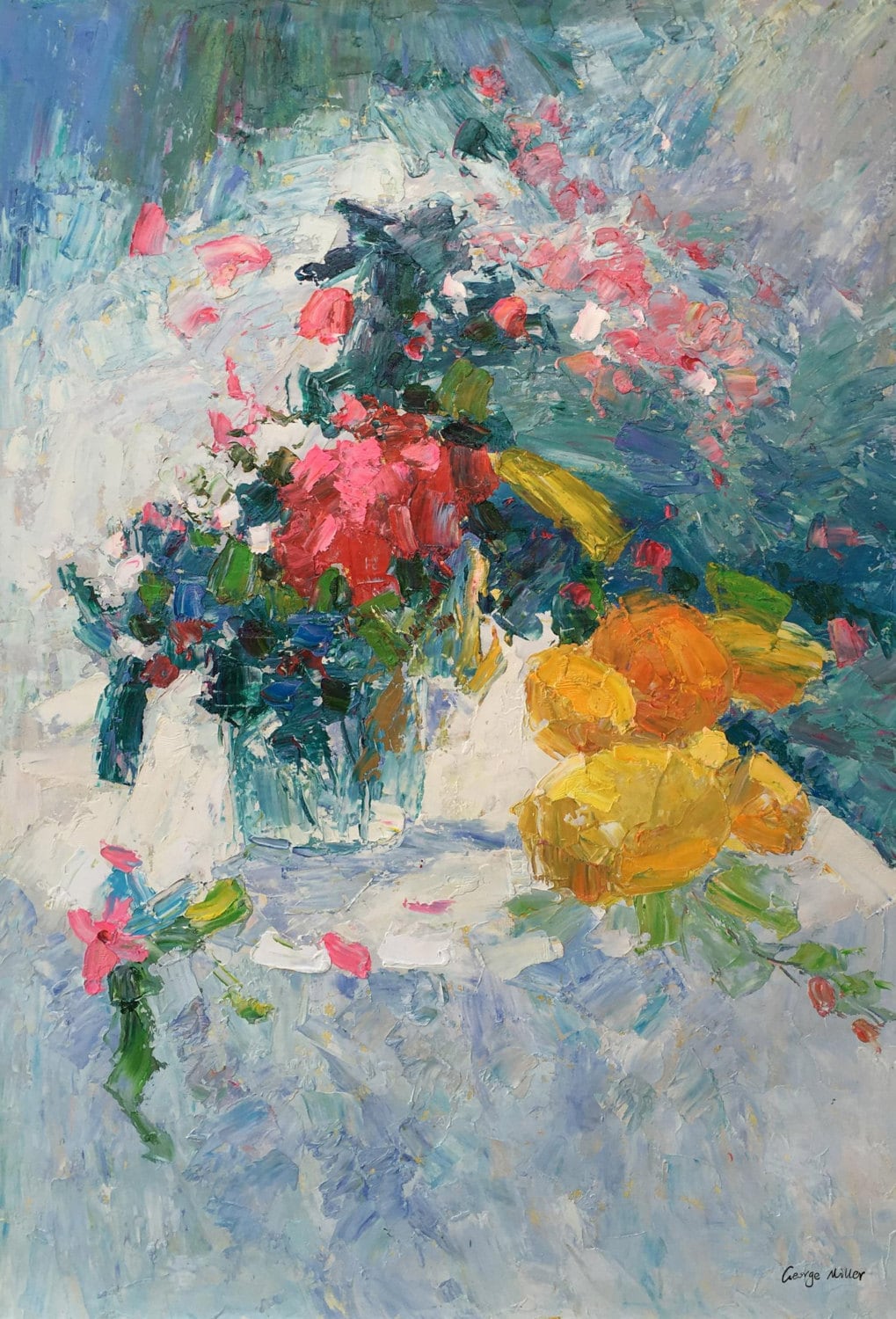 Palette Knife Flower Painting - Abstract Art - Large Canvas Wall Decor - Original Oil Painting - Ready to Ship - Textured