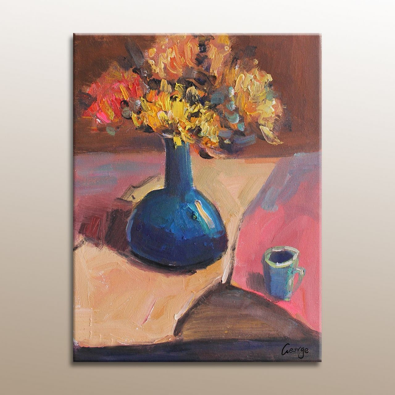 Oil Painting Still Life, Floral Painting, Original Abstract Art, Kitchen Wall Decor, Home Decor, Oil Painting Abstract, Canvas Art, 12x16