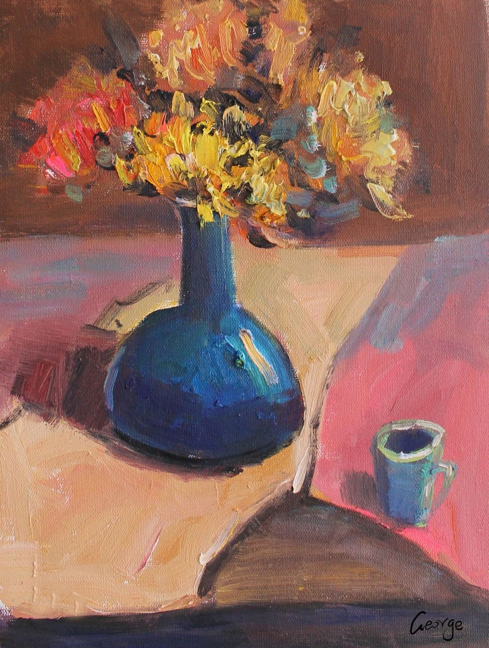 Oil Painting Still Life, Floral Painting, Original Abstract Art, Kitchen Wall Decor, Home Decor, Oil Painting Abstract, Canvas Art, 12x16