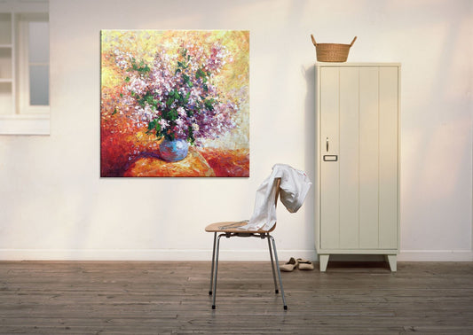 Floral Oil Painting, Canvas Painting, Oil Painting Flowers, Wall Decor, Original Floral Painting, Contemporary Art, Floral Art, Pink, Knife