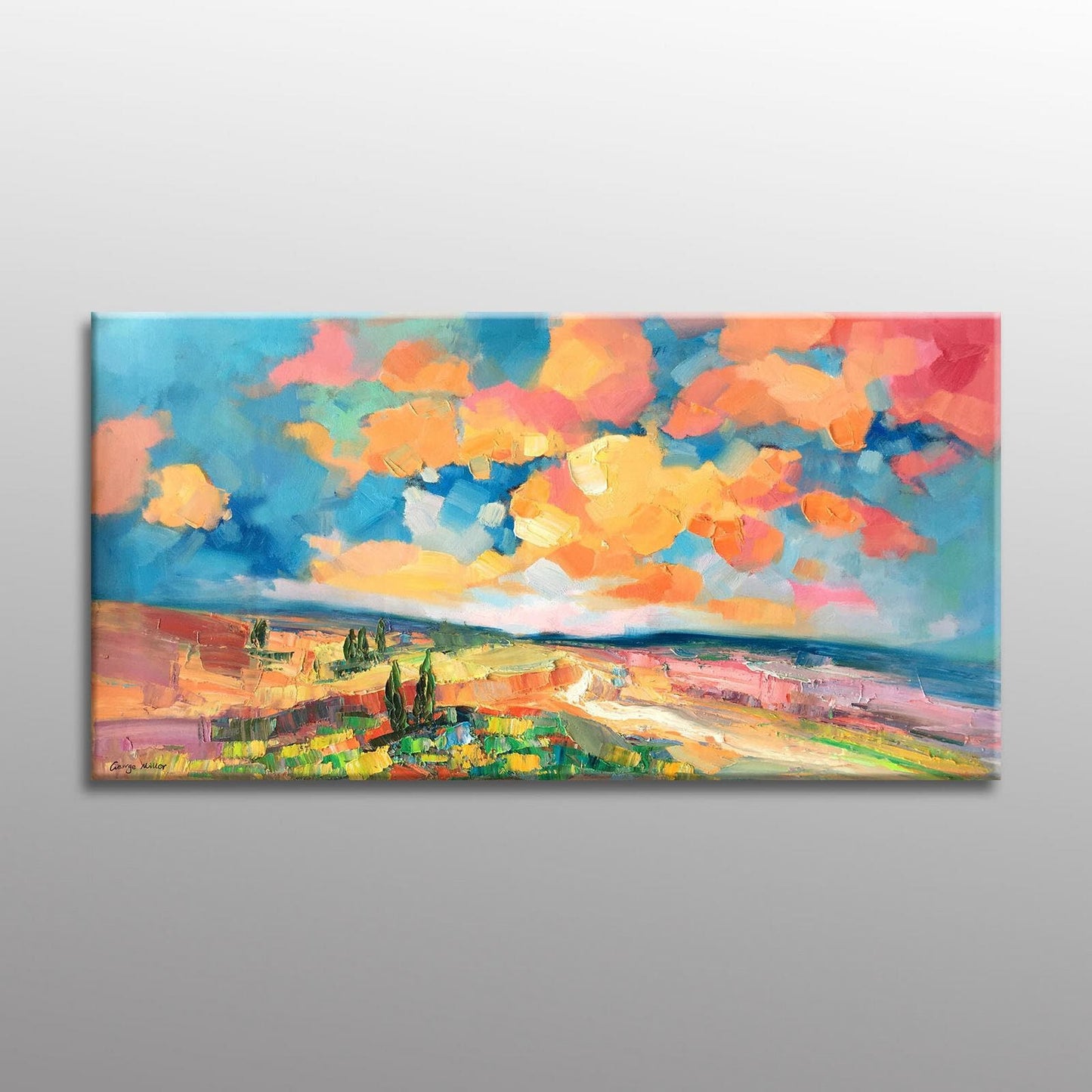 Landscape Painting, Abstract Landscape, Oil Painting Original, Palette Knife Art, Oil Painting Abstract, Living Room Wall Decoration