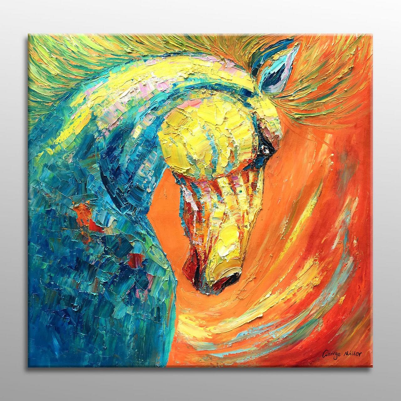 Horse Wall Art, Oil Painting Horse, Canvas Wall Decor, Living Room Wall Decor, Original Abstract Art, Abstract Painting, Abstract Canvas Art