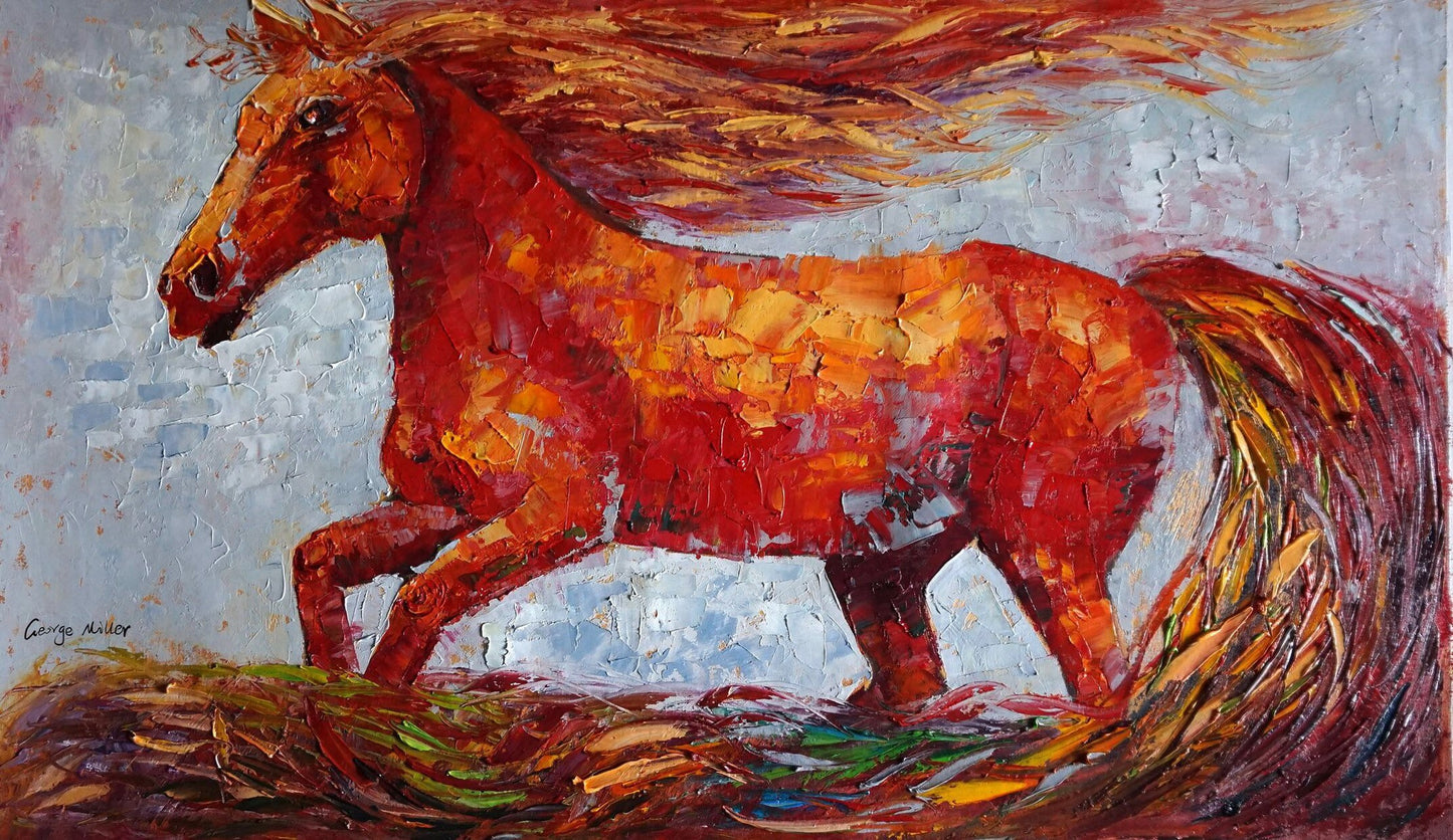 Horse Oil Painting, Palette Knife Oil Painting, Large Horse Art, Coffee Wall Art, Abstract Oil Painting, Living Room Wall Art, Horses Art