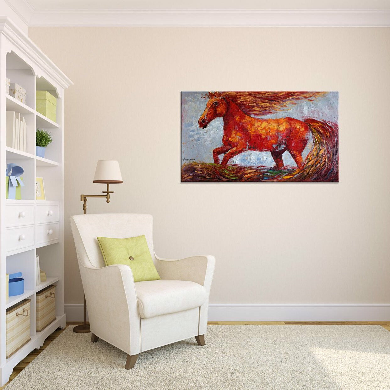 Horse Oil Painting, Palette Knife Oil Painting, Large Horse Art, Coffee Wall Art, Abstract Oil Painting, Living Room Wall Art, Horses Art