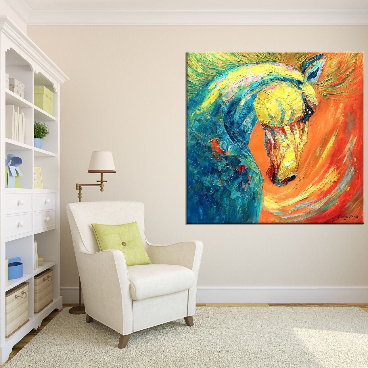 Horse Wall Art, Oil Painting Horse, Canvas Wall Decor, Living Room Wall Decor, Original Abstract Art, Abstract Painting, Abstract Canvas Art